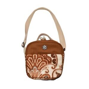 SPARTINA 449 $64‎ Brown Paisley Insulated Crossbody Lunch Bag 8"x8.5"x4"